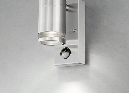 4lite Marinus GU10 Single Direction Outdoor Wall Light with PIR - Stainless Steel