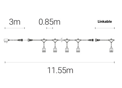 4lite Festoon Outdoor String Light E27 Screw Lamp Holders (Bulbs Not Included)
