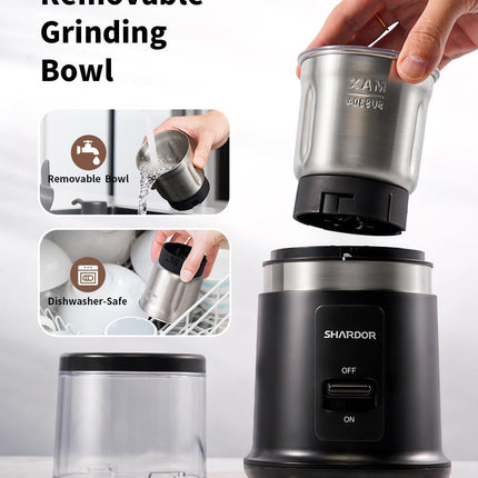 Electric Coffee Grinder 75g with Removable Stainless Steel One Bowl SHARDOR