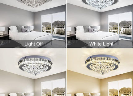 36W Dimmable Crystal LED Ceiling Light 40cm with Remote, 3000K-6000K