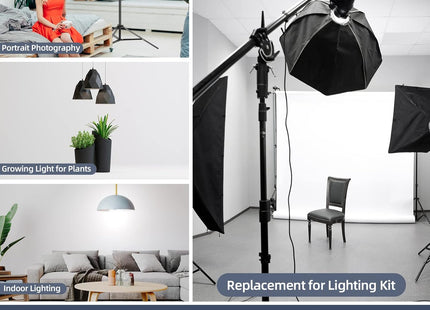 85W Dimmable Tricolor LED Bulb 3000K-6000K with Remote for E27 Softbox
