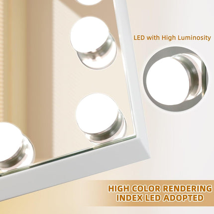 Hollywood Vanity Makeup Mirror LED Lights Dimmable USB Mode 58 x 46cm FENCHILIN