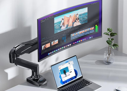 Single Monitor Arm 13 to 32 Inch Adjustable White Desk Mount VESA HUANUO