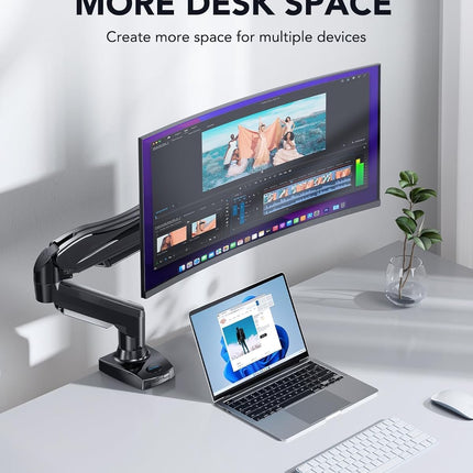 Single Monitor Arm 13 to 32 Inch Adjustable White Desk Mount VESA HUANUO