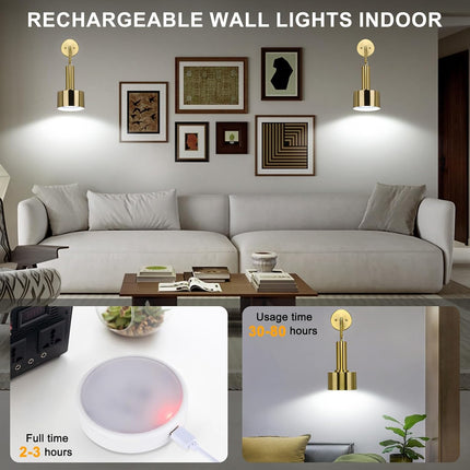 Lightsjoy 2x Rechargeable Wall Lights RGB Dimmable with Remote – Gold Finish