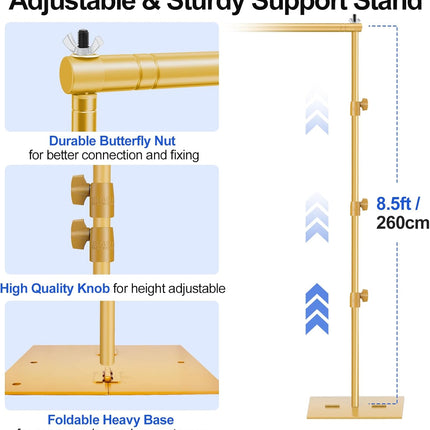 Gold Backdrop Stand 8.5x10ft Adjustable Photo Frame with Steel Base EMART