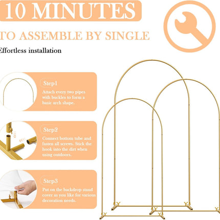 TopDirect 3 Arch Backdrop Stand Set, 4/5/6FT for Parties & Weddings White Cover