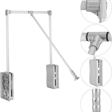 Pull Down Clothes Rail Adjustable 890-1210mm Wardrobe Lift 20KG Nisorpa