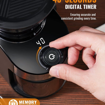 Coffee Grinder Burr Electric 25 Grind Settings with Digital Timer Black Shardor