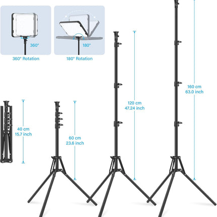 3 Pack LED Video Light with 70 Inch Tripod Stand 2500-8500K Photography Obeamiu