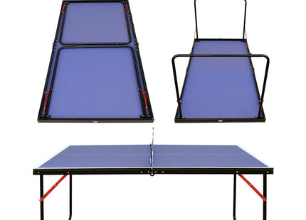 REXOUS Midsize Folding Ping Pong Table Game Set 2 Paddles 3 Balls, Net 30''x54''