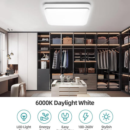 72W Modern 48cm LED Ceiling Light Square 6000K Daylight Flush Mount Lamp