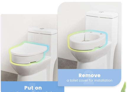 Hinged Toilet Seat Riser Raised Elongated Elevated Seat 10cm OasisSpace