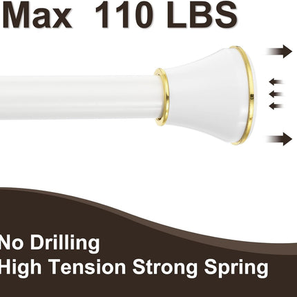 Curtain Rod Adjustable 43-79 Inch Spring Tension Stainless Steel White Gold