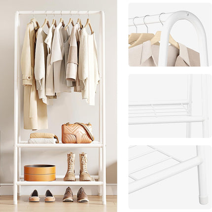 Metal Clothes Rail with 2 Shelves 62 Inch Sturdy Steel Pipe Storage Rack Joiscope