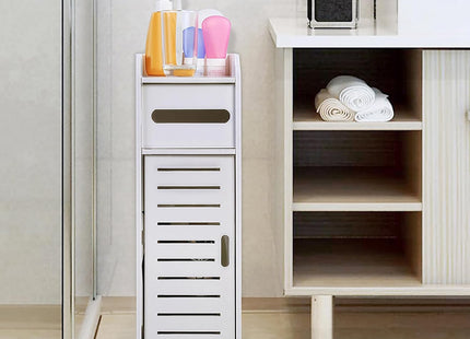 Small Bathroom Cabinet White 3 Tier Freestanding Tissue Box Storage Ejoyous