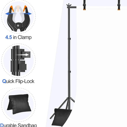 Backdrop Stand 3x2.4m Adjustable Photo Studio Support Kit with Bag EMART