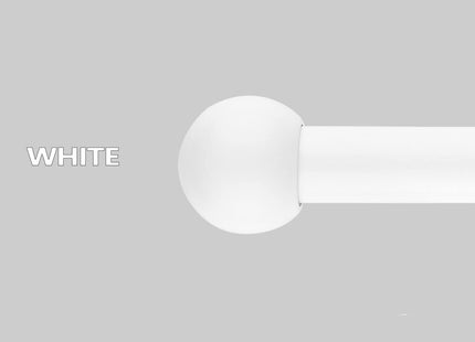 16/19mm Dia 120-210cm Extendable Curtain Pole Set, White, Ball Finials 48-84inch