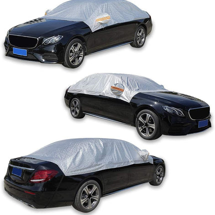 Waterproof Half Car Cover, UV & Windproof, Universal Fit for Sedan, 185''