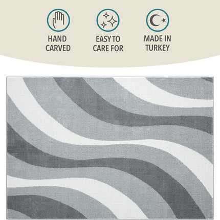 Medium Area Rug 160x230cm Swirl Pattern Vibrant Short Pile Natural