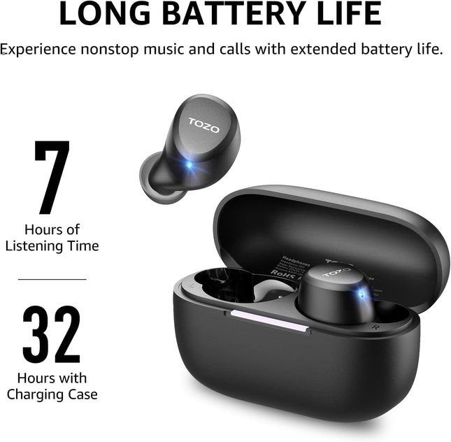 Wireless Earbuds Bluetooth 5.3 HiFi Stereo 30H Playtime IPX5 TOZO A1
