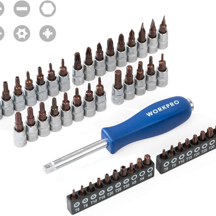 WORKPRO 172-Piece Cr-V Socket Set – 1/2", 3/8", 1/4" Drive, Ratchets & More