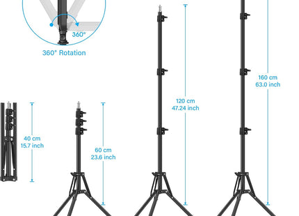Video Lights 2-Pack LED with 63" Tripods Dimmable USB Studio Kit Obeamiu