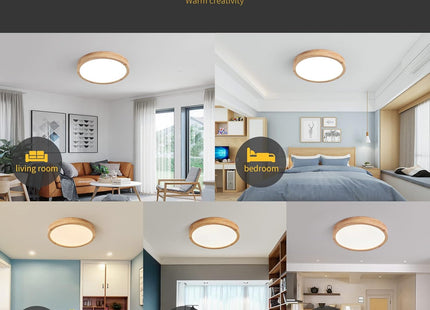 Schindora Wooden LED Ceiling Light 20W Ø30cm 4500K Neutral White