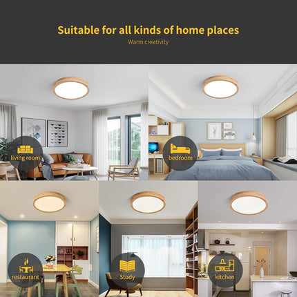 Schindora Wooden LED Ceiling Light 20W Ø30cm 4500K Neutral White