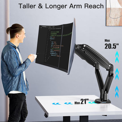 Dual Monitor Arm Adjustable Mount for 22 to 40 Inch Screens Holds 12kg HUANUO