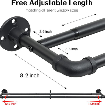 Harrms Double Curtain Pole 74–236cm – Black Extendable Rod for Eyelet Curtains