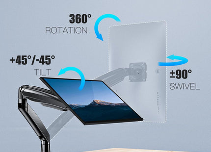 HUANUO Single Monitor Arm 13–40", Desk Mount with USB, VESA 75/100