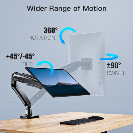 HUANUO Single Monitor Arm 13–40", Desk Mount with USB, VESA 75/100