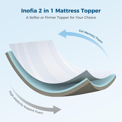 135x190cm Double Gel Memory Foam Mattress Topper 7CM Dual Layer with Cover Inofia