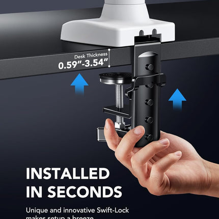 Single Monitor Arm 13 to 32 Inch Adjustable White Desk Mount VESA HUANUO