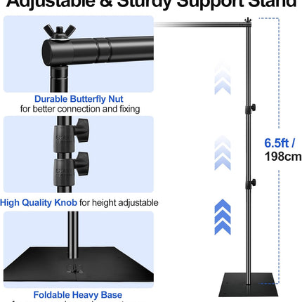 Backdrop Stand Heavy Duty 2x3m Adjustable Background Frame Steel Base EMART