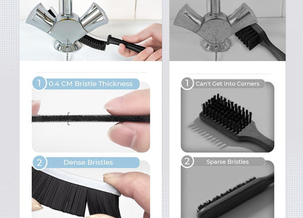 Crevice Cleaning Brush Set Hard Bristle for Grout Kitchen Bathroom 6pcs FOOGWEE