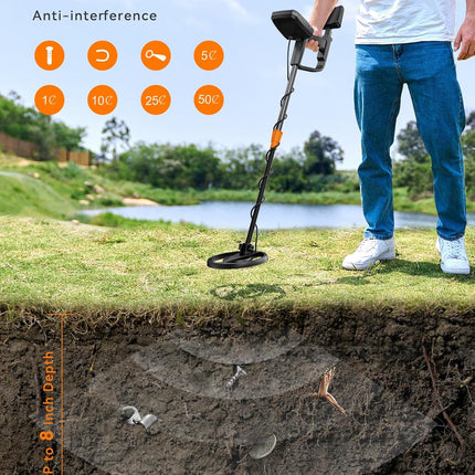 Metal Detector Waterproof Gold Detecting LCD Display 4 Modes SUNPOW