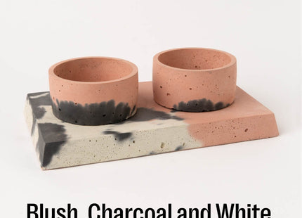 Concrete Pet Bowl Set by Smith & Goat (Blush, Charcoal & White)