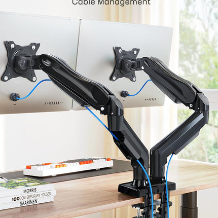 HUANUO Dual Monitor Arm 13–32", Adjustable Desk Mount, VESA 75/100