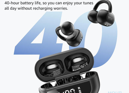 Open Ear Headphones Clip On Wireless Earbuds 40H Playtime Bluetooth TOZO