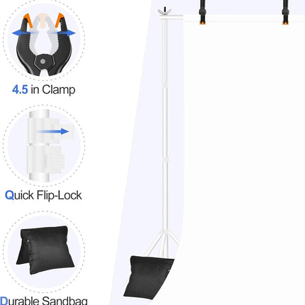 EMART 2x3m Backdrop Stand Kit – Adjustable Photo Support with Bag, White
