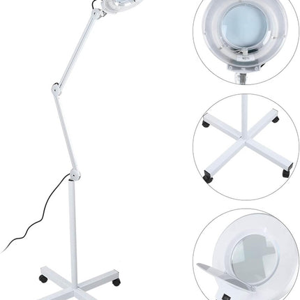 5X Magnifying Floor Lamp with Wheels – Adjustable Arm for Beauty & Tattoo