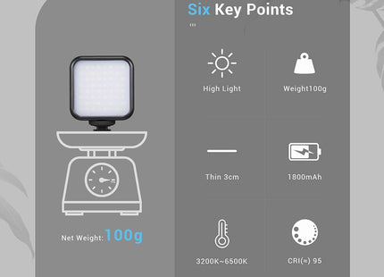 Godox LITEMONS LED6Bi Mini LED Video Light, CRI95, 3200K-6500K, Zoom & Meetings