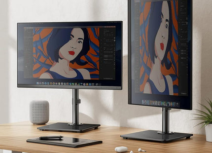 Single Monitor Stand 13 to 32 Inch Freestanding Arm Glass Base VESA ErGear