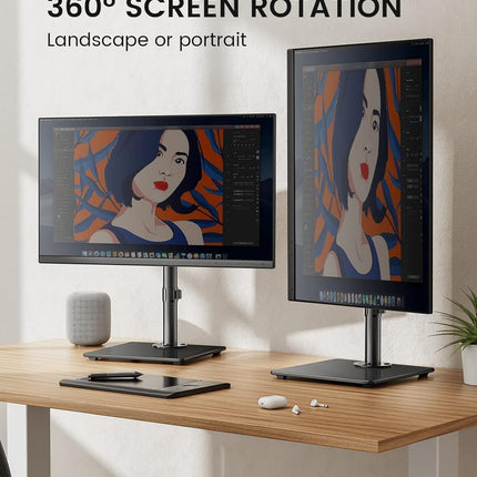 Single Monitor Stand 13 to 32 Inch Freestanding Arm Glass Base VESA ErGear