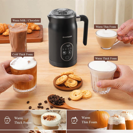 Milk Frother Electric 4 in 1 Steamer Warmer with 4 Temp Settings SHARDOR