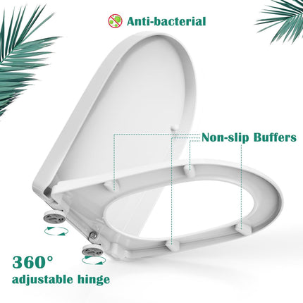 STOREMIC Soft Close Toilet Seat D Shape, White, Quick Release, PP Material