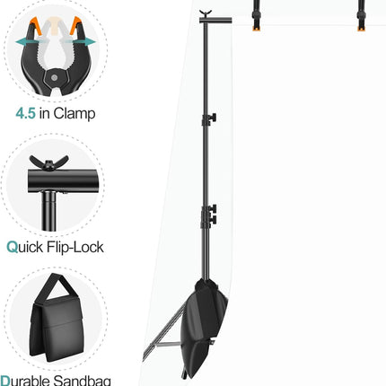 EMART 2.6x3m Backdrop Stand Kit – Adjustable Photo/Video Background Support