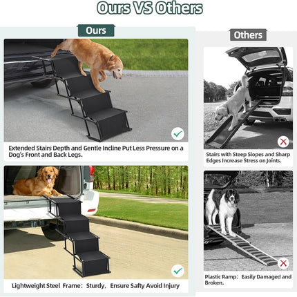 Fellie Foldable Dog Ramp, 2-Height Adjustable, Non-Slip, 176LBS Max